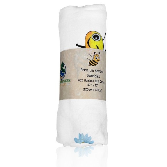 Cedar Creek Sellers Other - Swaddling Blanket for Newborn Baby Super Soft 70% Bamboo 30% Cotton Bumble Bee